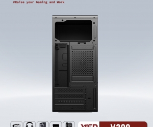 Case VSP V200 Black (260x165x353mm, Fan đuôi 1x80mm ko kèm, 2xUSB2.0, 2xHDD, 2xSSD, Nguồn trên dây ngắn)